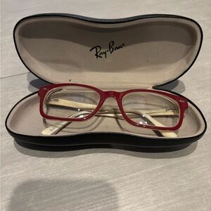 Ray-Ban Red and Cream Eyeglasses with Case